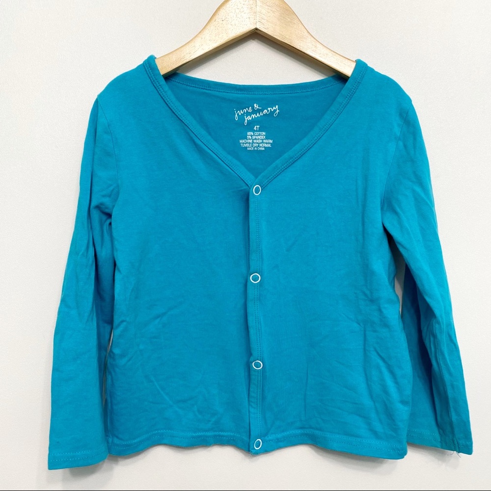 june & january | teal cardigan lightweight unisex 4t